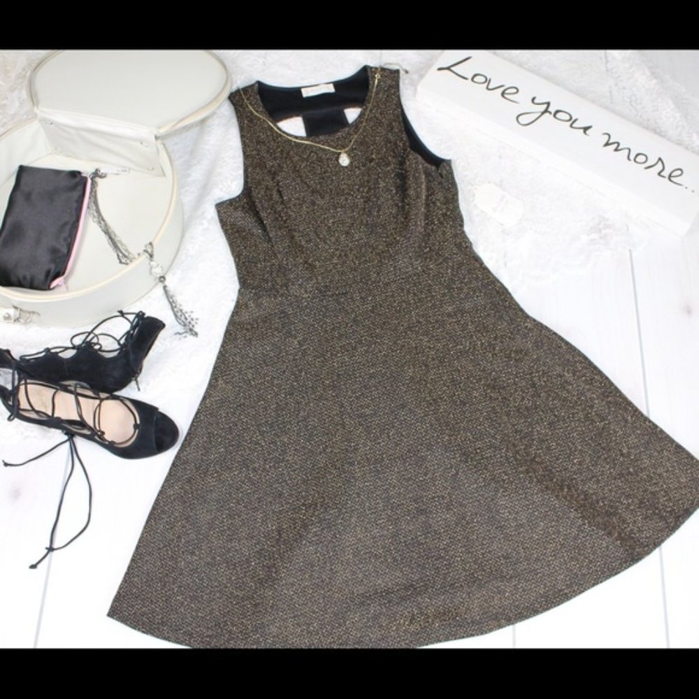 Altar'd State Black & Gold Skater Mini Dress - Picture 5 of 6